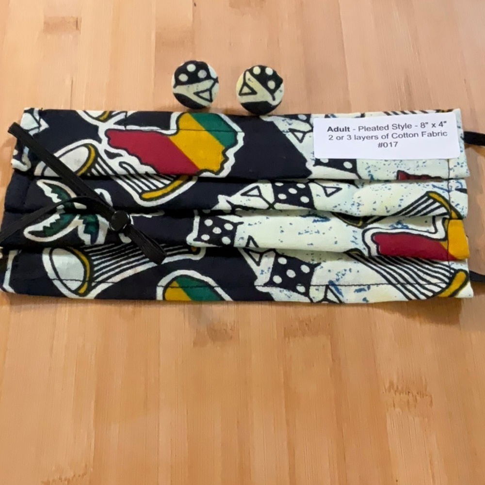 Face Mask and Earrings African Wax Fabric Cotton Adult Nose Wire Filter Opening